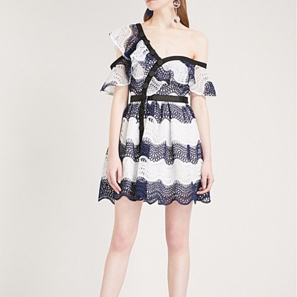 self portrait wave guipure mini dress